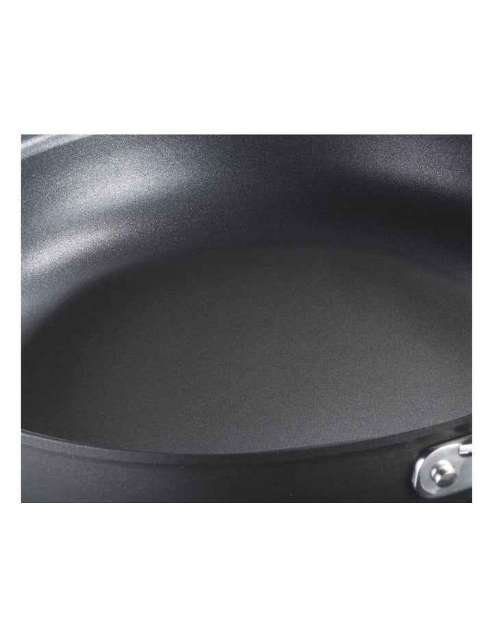 One Hard Anodised Saute Pan With Lid And 2 Helper Handles 30cm in Black