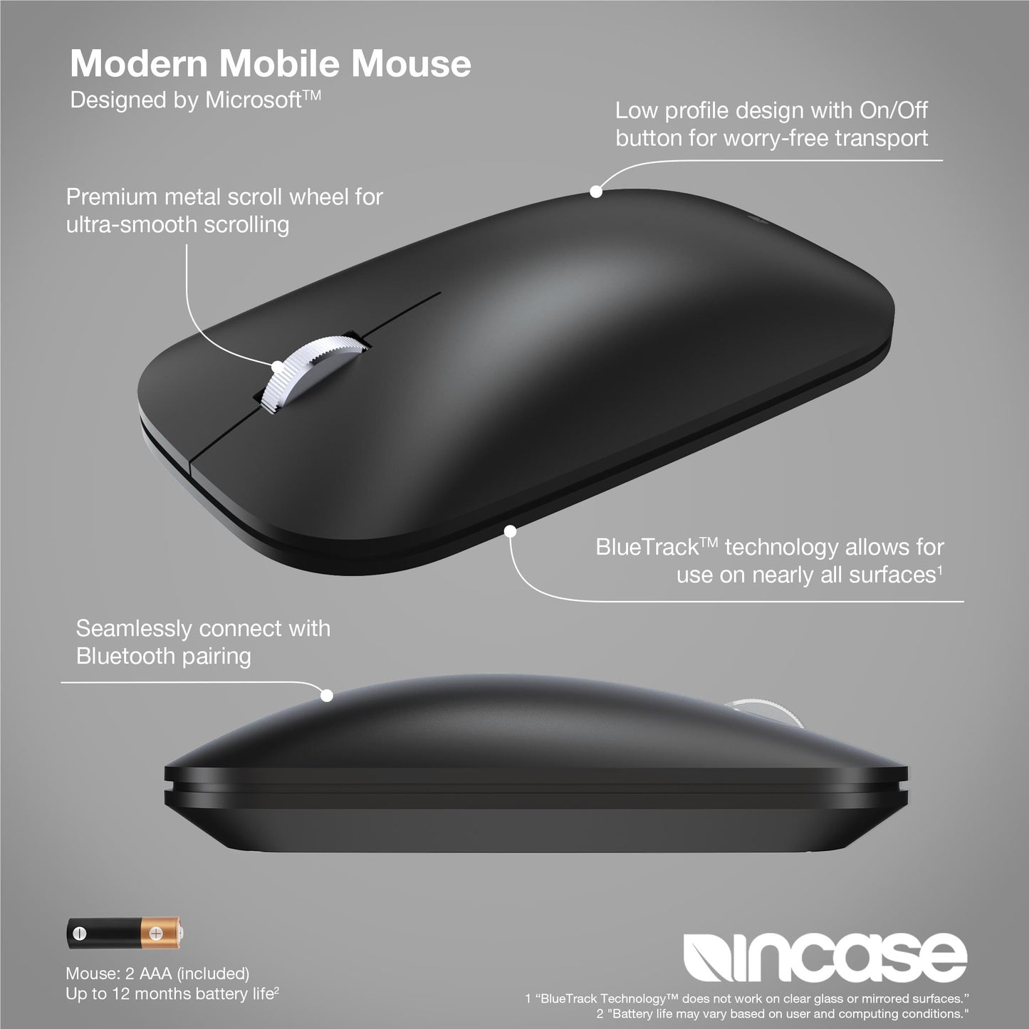 Incase Modern Mobile Mouse Designed by Microsoft (Black)