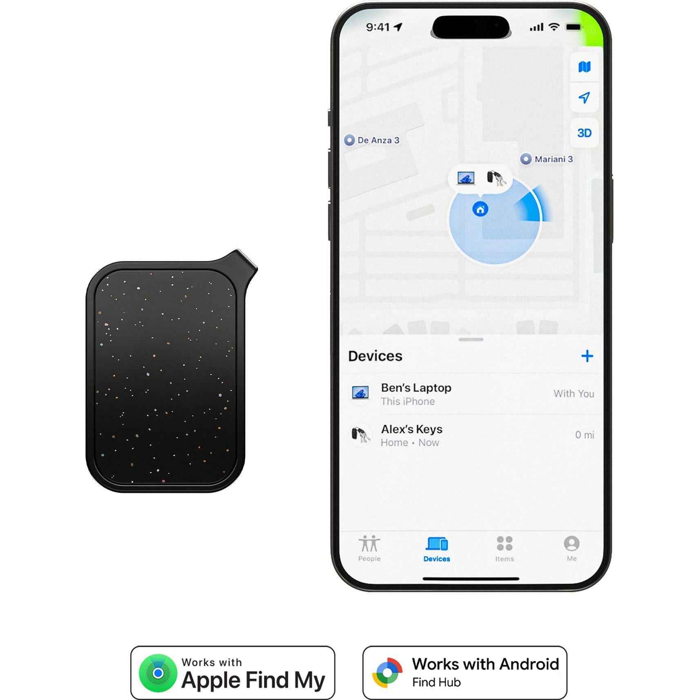 Journey Loc8 Tag Apple/Google Find My Rechargeable Bluetooth Tracker (Black)