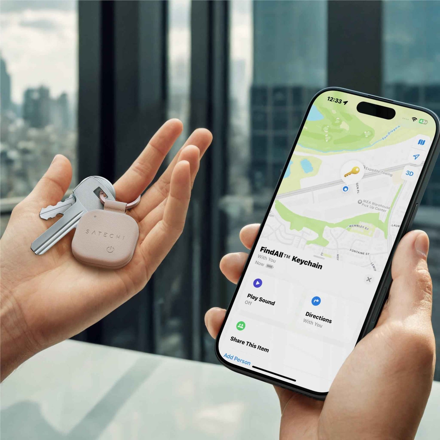 SATECHI Vegan-Leather FindAll Keychain (Desert Rose)