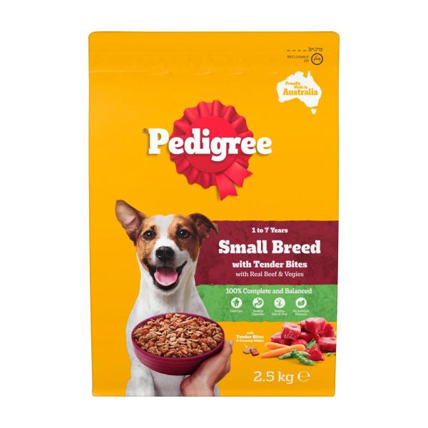 PEDIGREE SMALL BREED ADULT WITH REAL BEEF & VEGIES DRY DOG FOOD 2.5KG