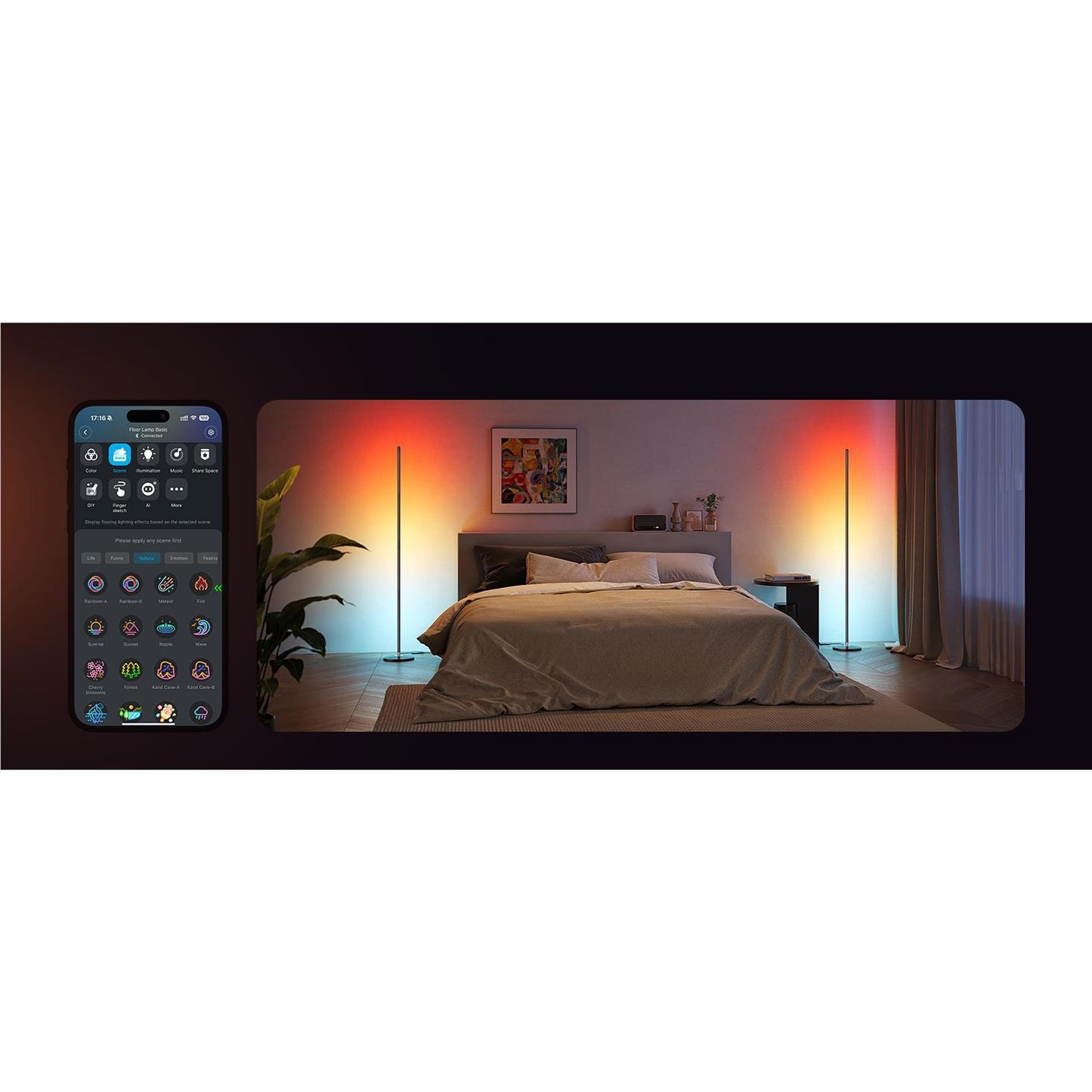 Govee RGBICW Corner Floor Lamp (Black)