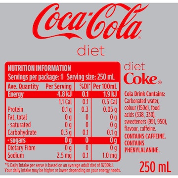 Coca-Cola Diet Soft Drink Can 250mL