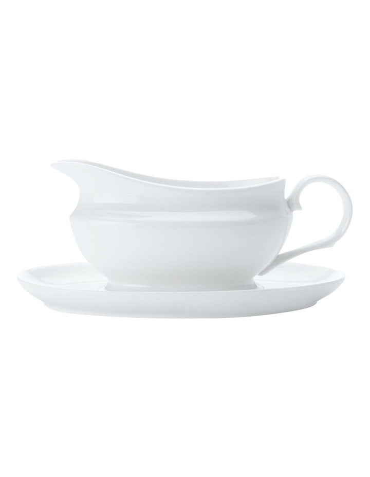 White Basics Gravy Boat And Saucer 550ml Gift Boxed in White