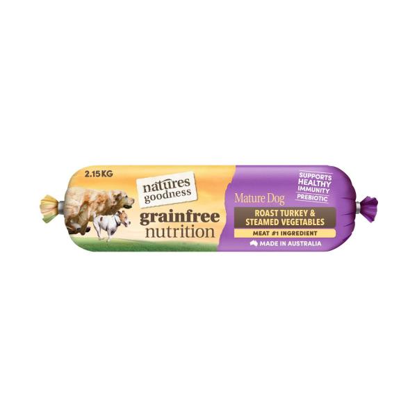 NATURES GOODNESS GF ADULT LITE AND MATURE DOG ROLL ROAST TURKEY & STEAMED VEGETABLES 2.15KG