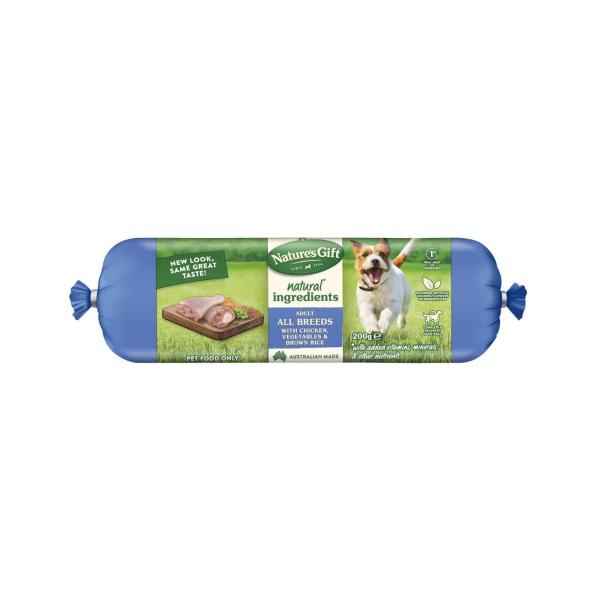 Adult Chilled Fresh Dog Food Roll With Chicken Vegetables & Brown Rice