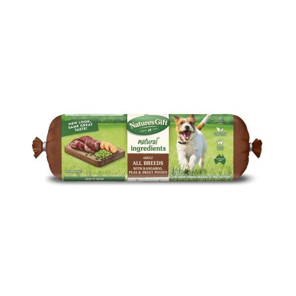 Adult Chilled Fresh Dog Food Roll With Kangaroo Peas & Sweet Potato