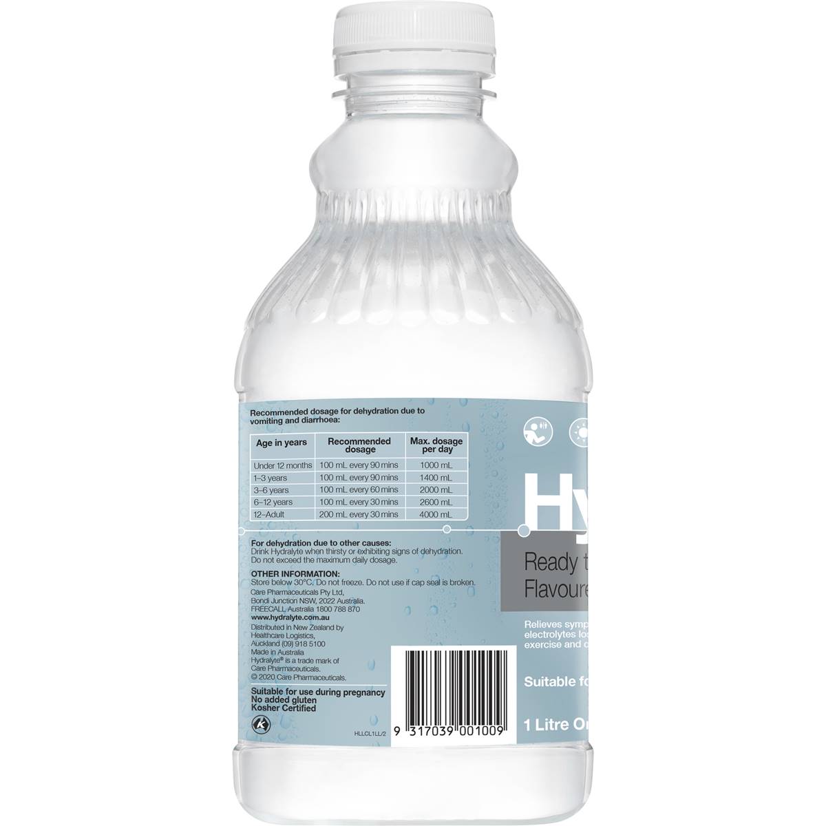 Hydralyte Colour Free Lemonade 1l