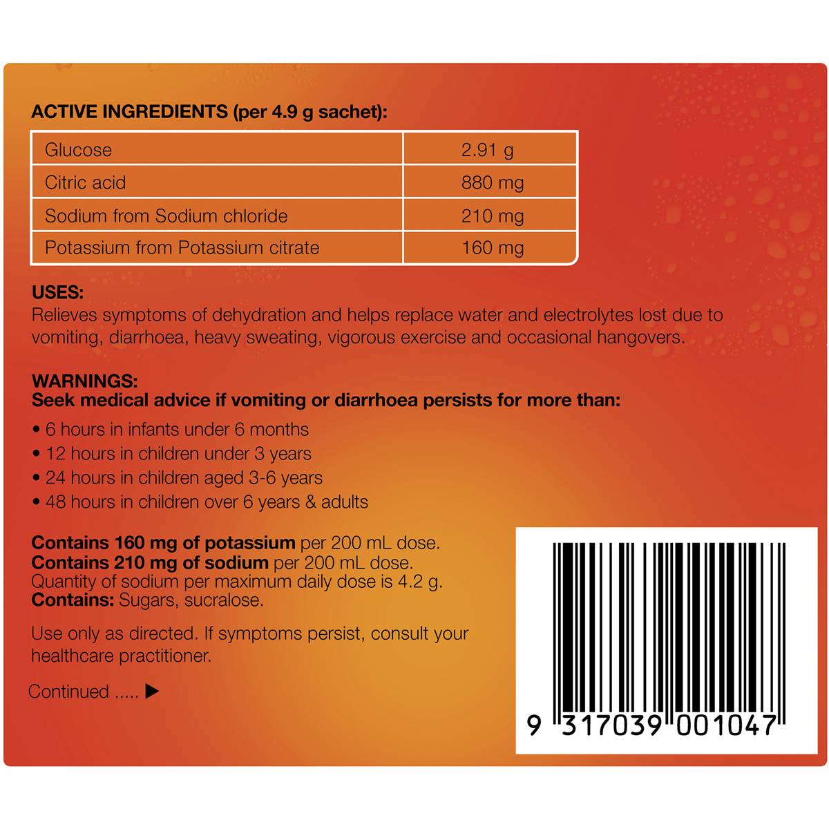 Hydralyte Powder Sachets Orange 10 Sachets