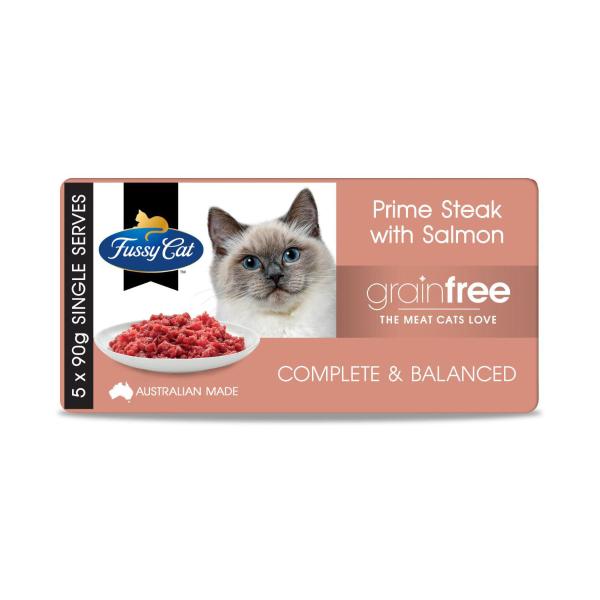 Grain Free Adult Chilled Fresh Cat Food Prime Steak Mince With Salmon