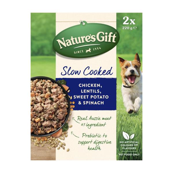 Slow Cooked Chicken Lentils Sweet Potato & Spinach Dog Food 2x220g