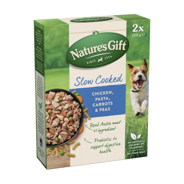 NATURE'S GIFT SLOW COOKED CHICKEN PASTA CARROTS & PEAS DOG FOOD 2X220GRAM