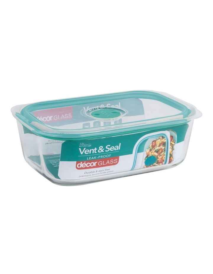 Vent and Seal Glass Oblong Food Storage 1.5L in Teal