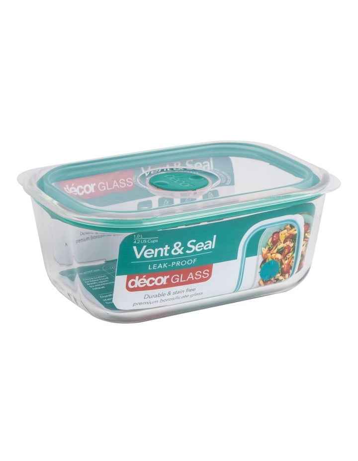 Vent & Seal Glass Oblong Food Storage 1L in Teal
