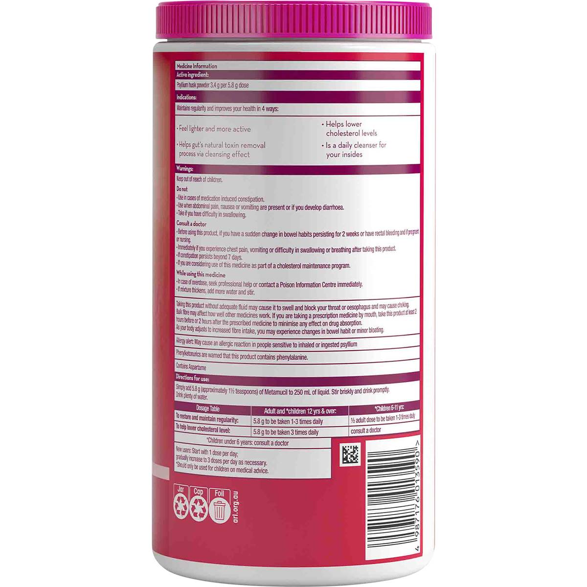 Metamucil Wild Berry Smooth Fibre Powder 114 Doses 673g