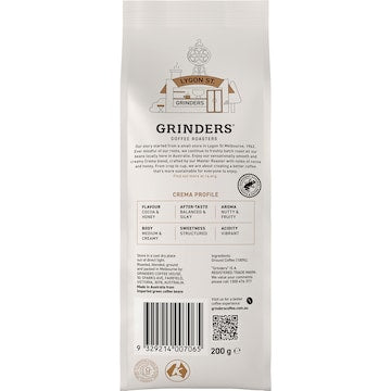 Grinders Crema Ground Coffee 200g