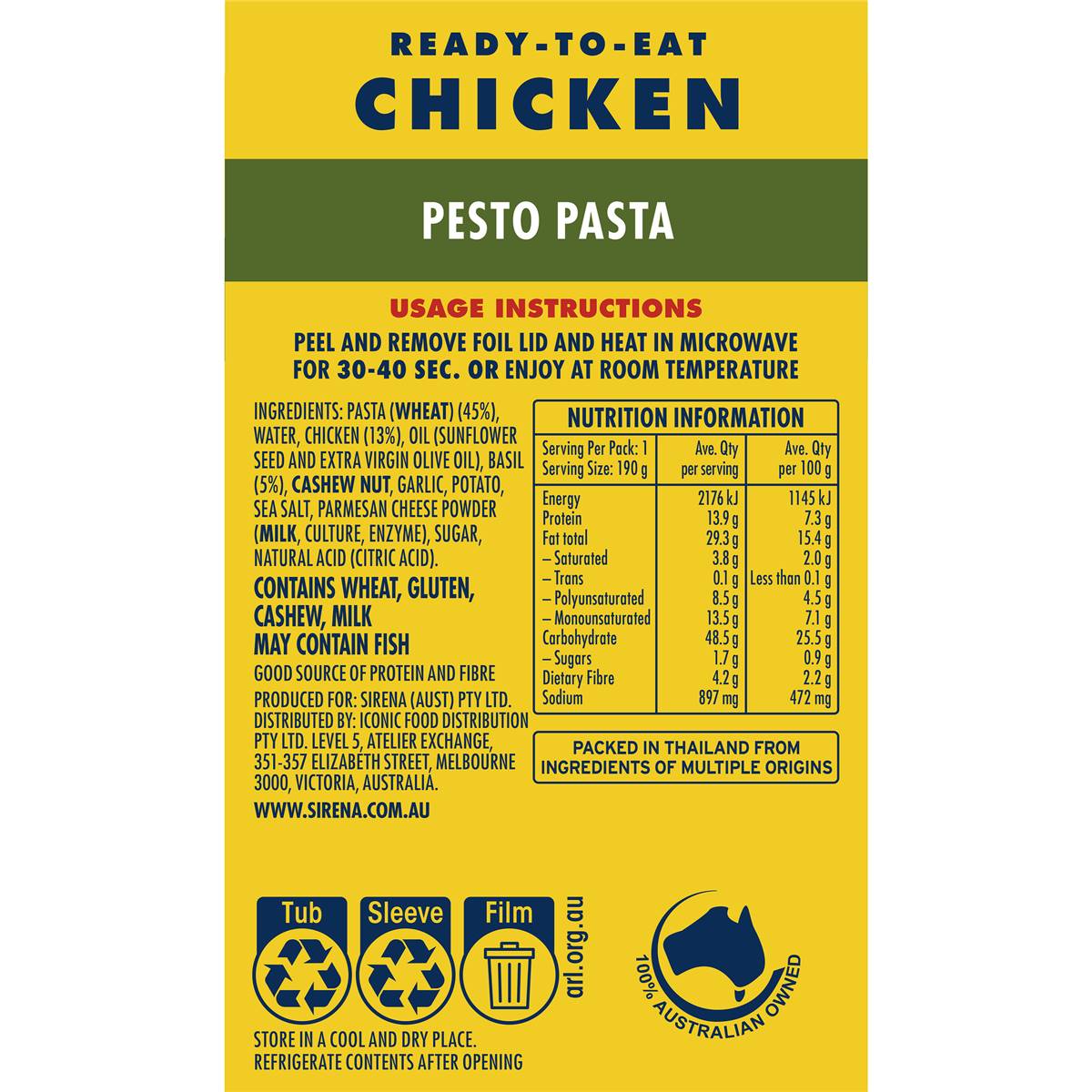 Sirena Chicken Pesto Pasta 190g