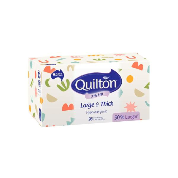 QUILTON LARGE N THICK HYPO ALLERGENIC FACIAL TISSUES 96 PACK