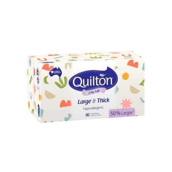 QUILTON LARGE N THICK HYPO ALLERGENIC FACIAL TISSUES 96 PACK