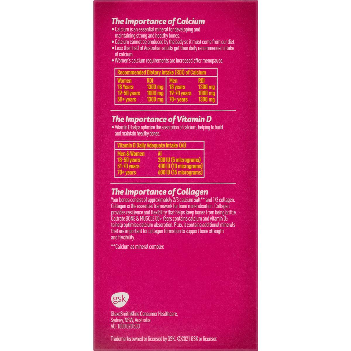 Caltrate Bone & Muscle 50 Plus With Calcium & Vitamin d3 100 Pack