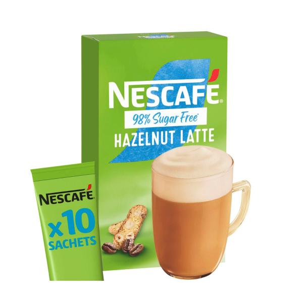 NESCAFE COFFEE 98% SUGAR FREE HAZELNUT COFFEE SACHETS 10 PACK