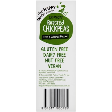 The Happy Snack Company Roasted Chickpeas Lime & Cracked Pepper 6 pack