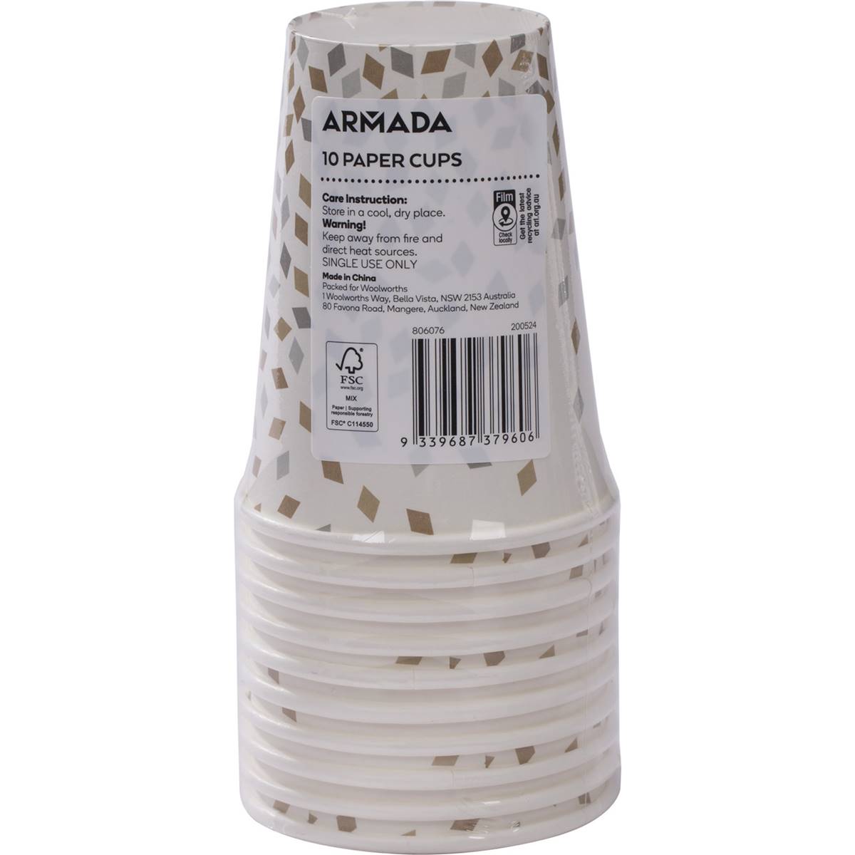 Armada Paper Cups Gold & Silver 10 pack