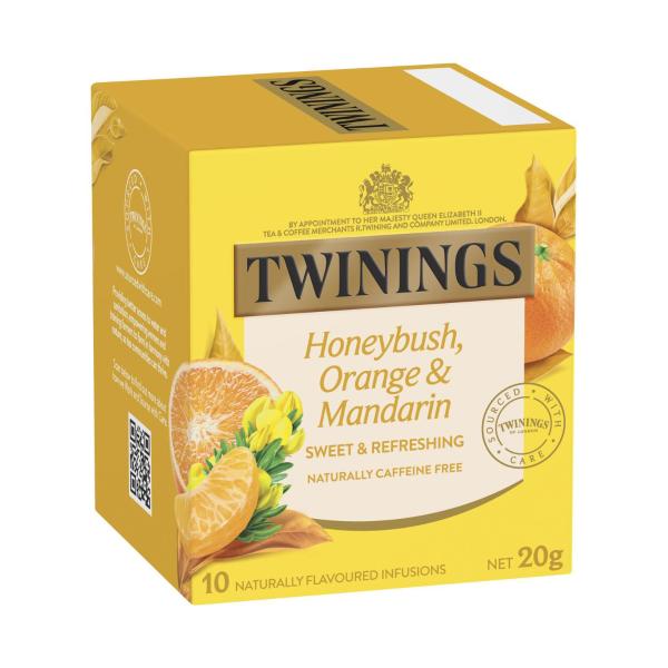 TWININGS HONEYBUSH ORANGE MANDARIN TEA BAGS 10 PACK