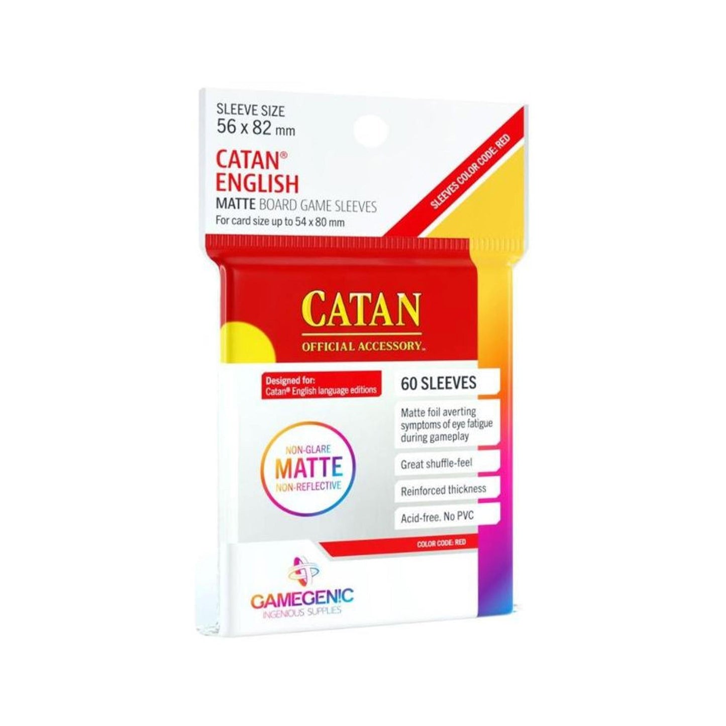 Gamegenic Matte Board Game Sleeves - Catan English 60 Pack (Size Code RED)
