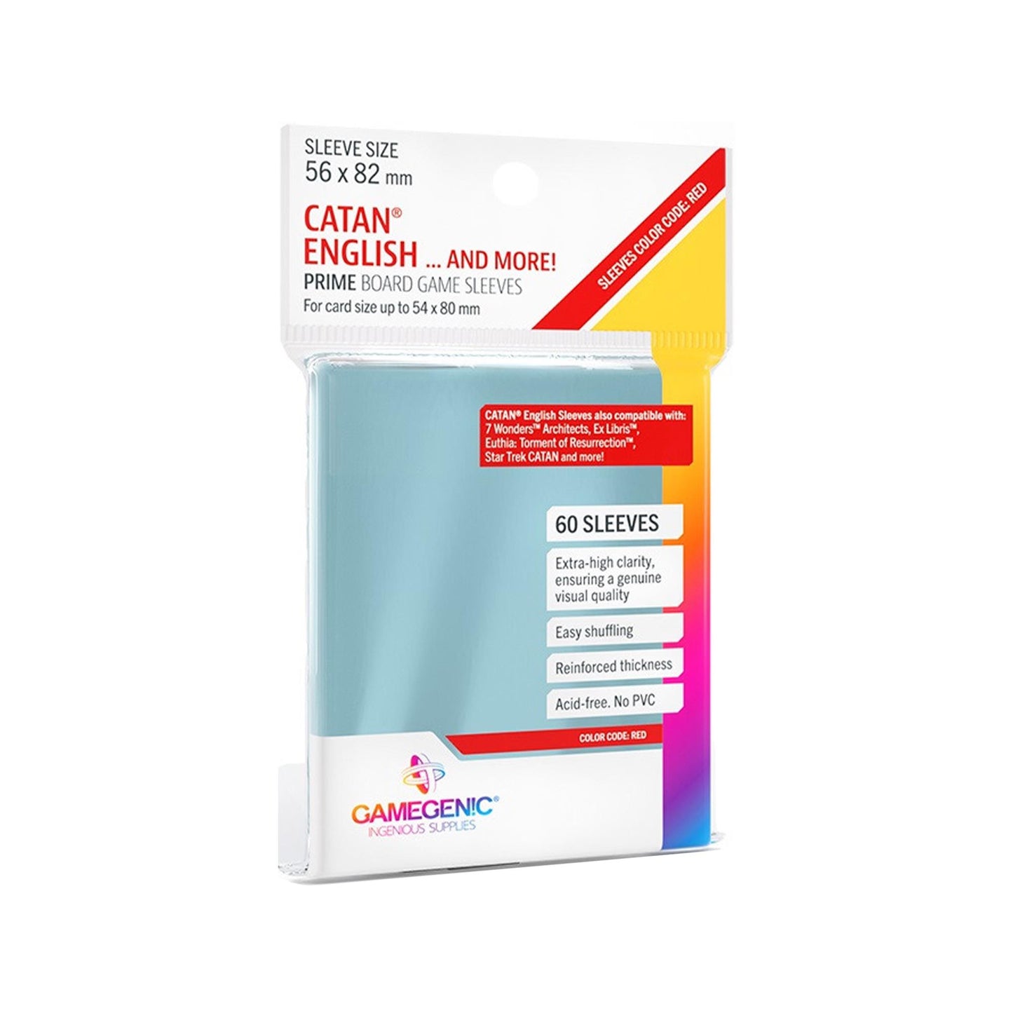 Gamegenic Prime Board Game Sleeves - Catan English 60 Pack (Size Code RED)