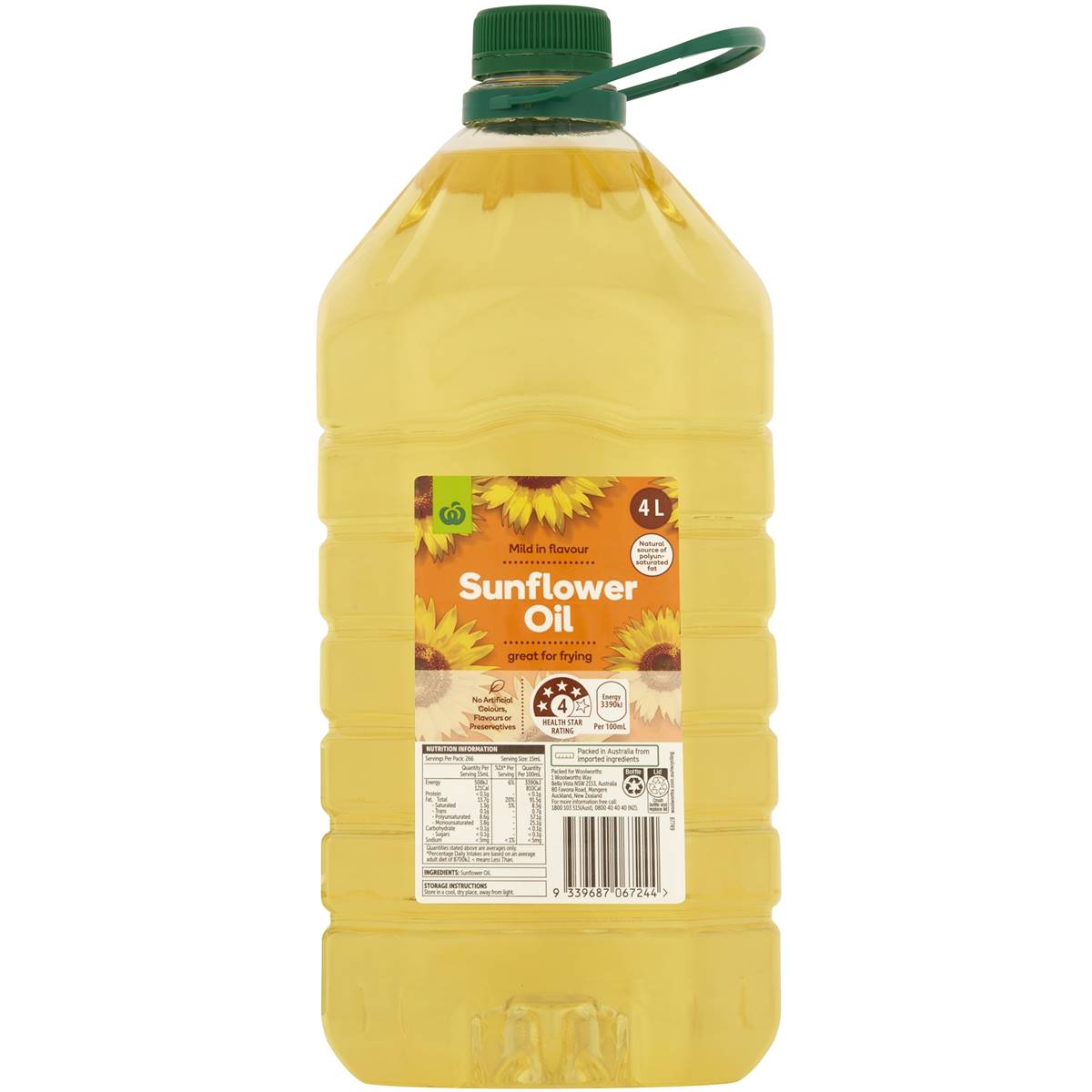 Woolworths Sunflower Oil 4l
