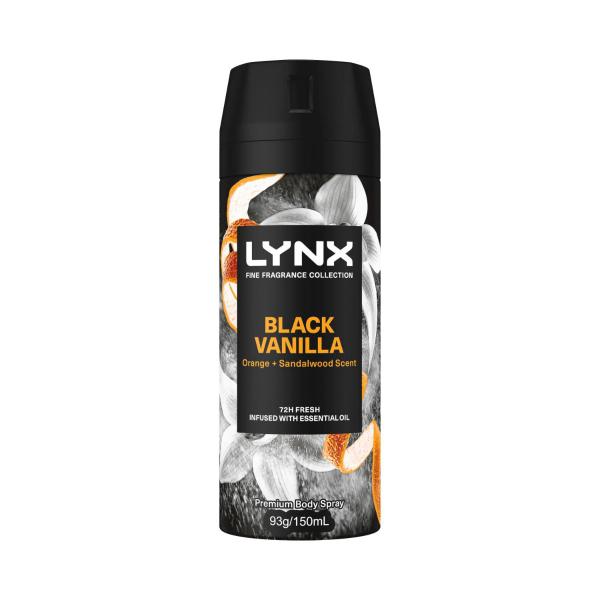 LYNX FINE FRAGRANCE DEODORANT BODY SPRAY BLACK VANILLA 150ML