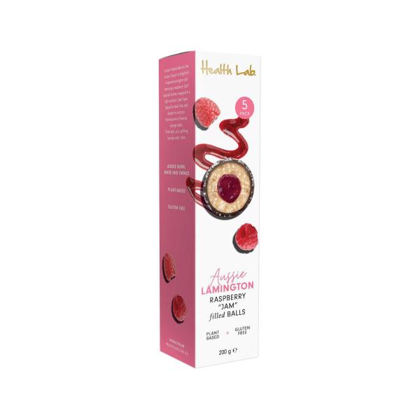 HEALTH LAB AUSSIE LAMINGTON RASPBERRY JAM FILLED BALLS 5X40G 200G