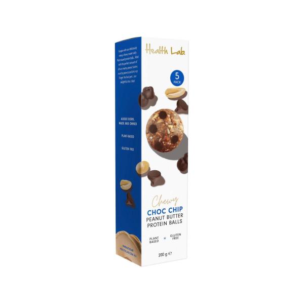 HEALTH LAB CHEWY CHOC CHIP PEANUT BUTTER PROTEIN BALLS 5X40G 200G