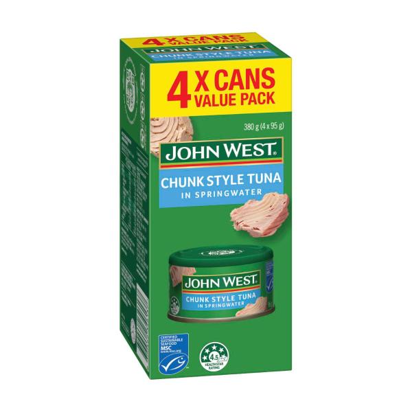 JOHN WEST TEMPTERS TUNA MULTIPACK 4x95G:SPRINGWATER:.:380 GRAM