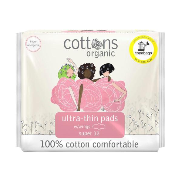 COTTONS ORGANIC ULTRA THIN SUPER PADS 12 PACK