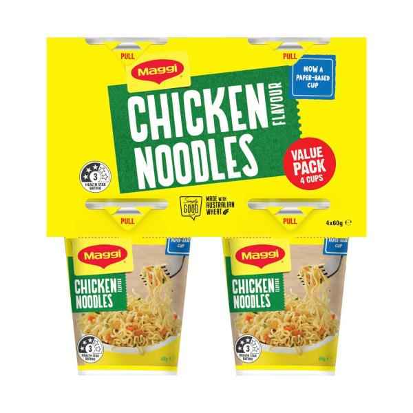 Instant Noodles Cups Chicken Flavour 4 Pack