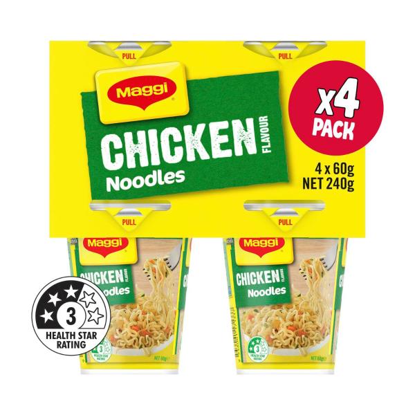 MAGGI INSTANT NOODLES CUPS CHICKEN FLAVOUR 4 PACK 240 GRAM