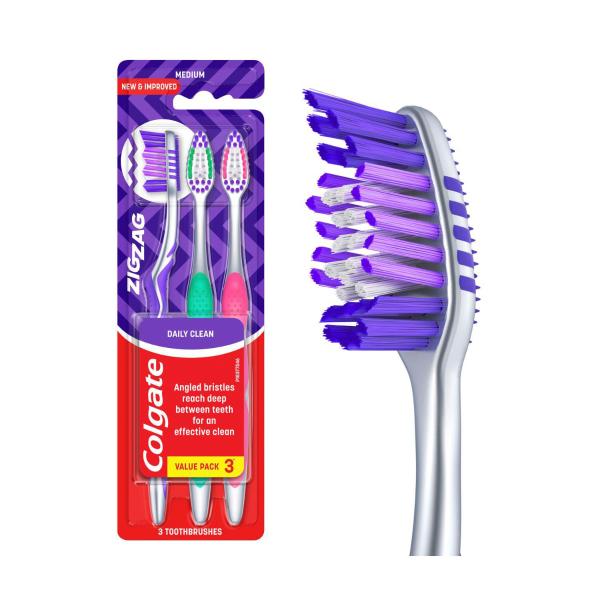 COLGATE ZIG ZAG MEDIUM TOOTHBRUSH 3 PACK