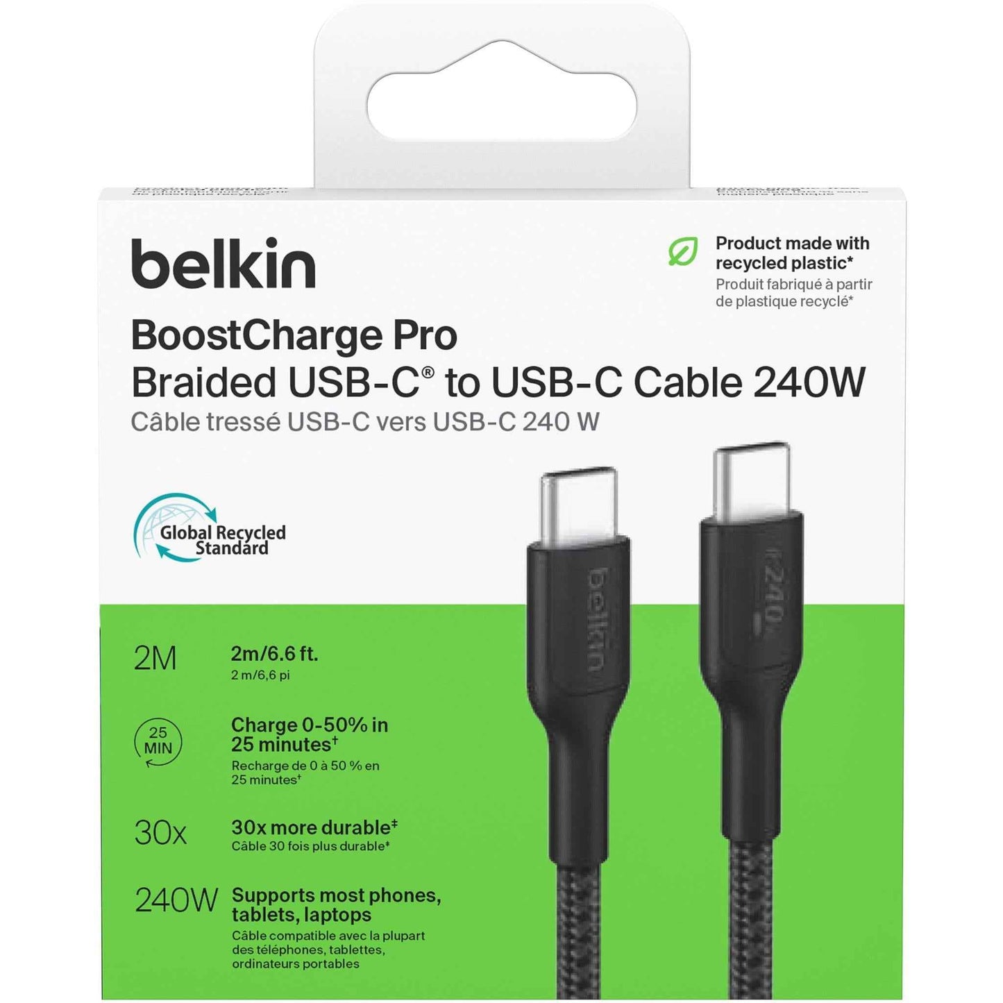 Belkin BoostCharge Pro USB-C 240W 2.0 Braided Cable 2m (Black)