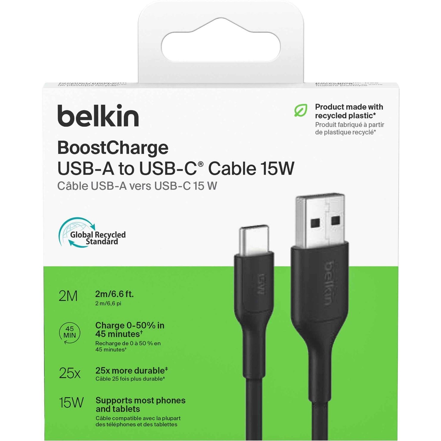 Belkin BoostCharge USB-A to USB-C Cable 15W 2m (Black)