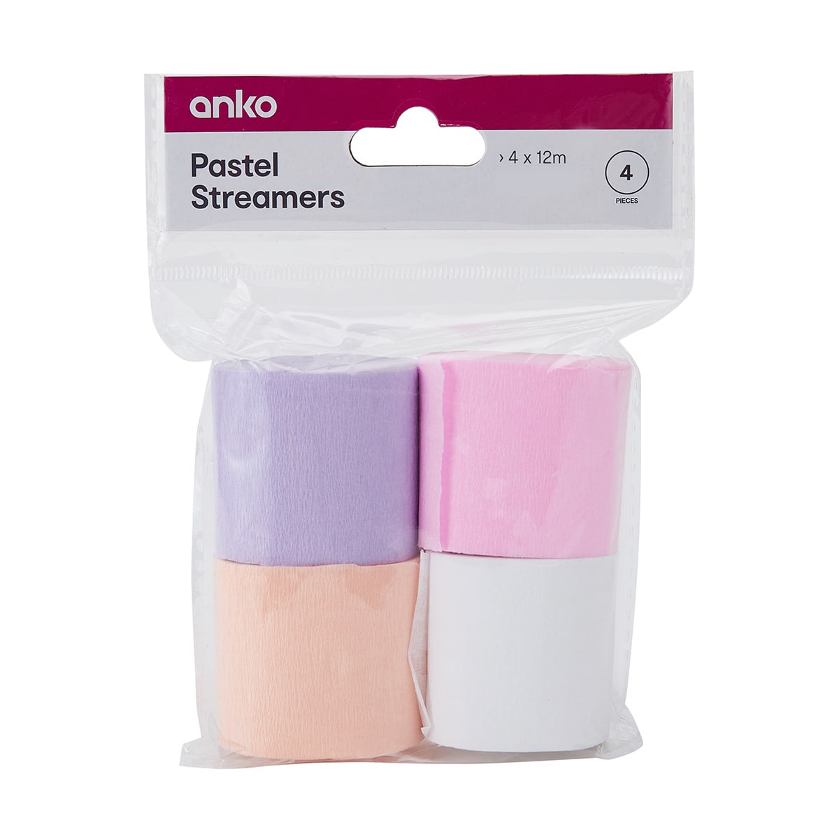 4 Pack Pastel Streamers