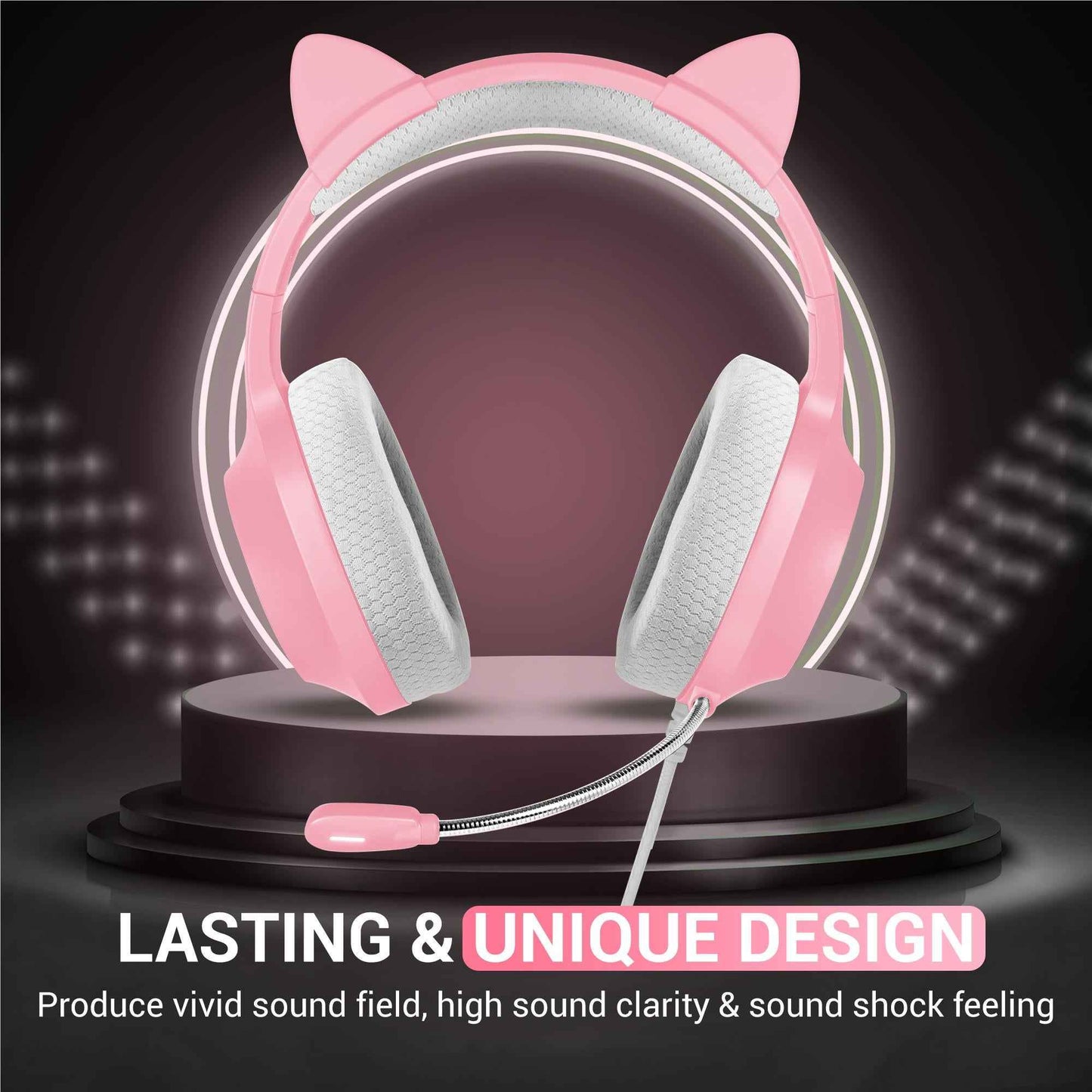 Playmax RGB Cat Ear Gaming Headset - Pink