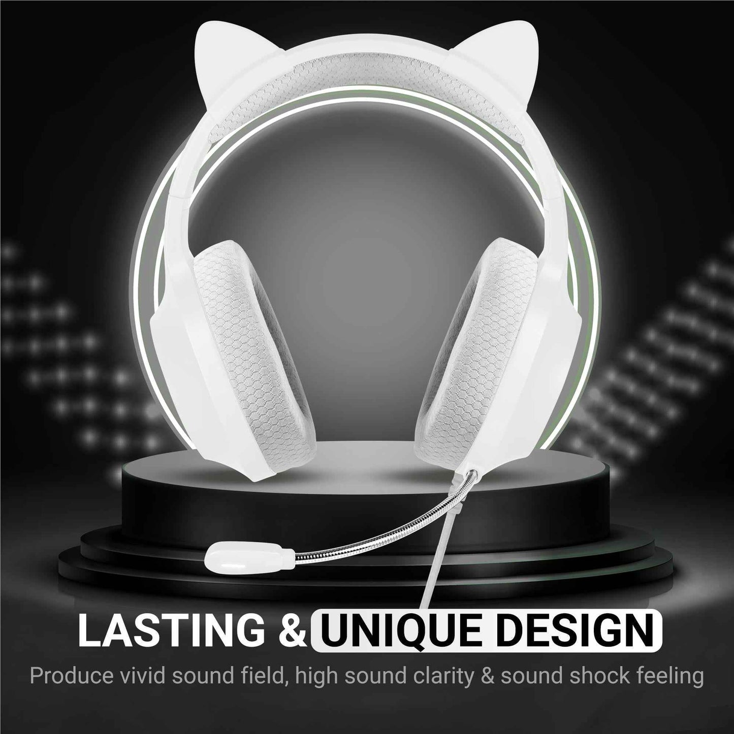 Playmax RGB Cat Ear Gaming Headset - White