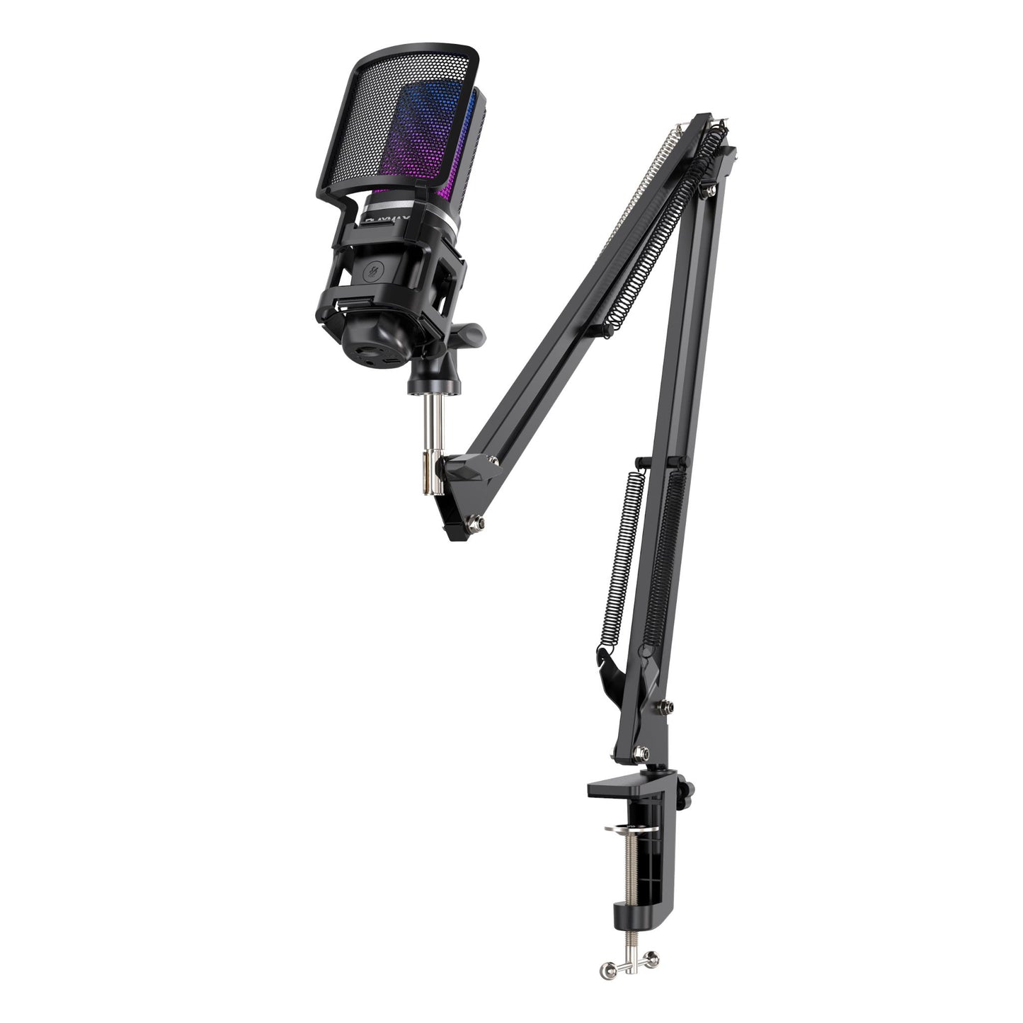 Playmax RGB Black Microphone with arm and Tripod