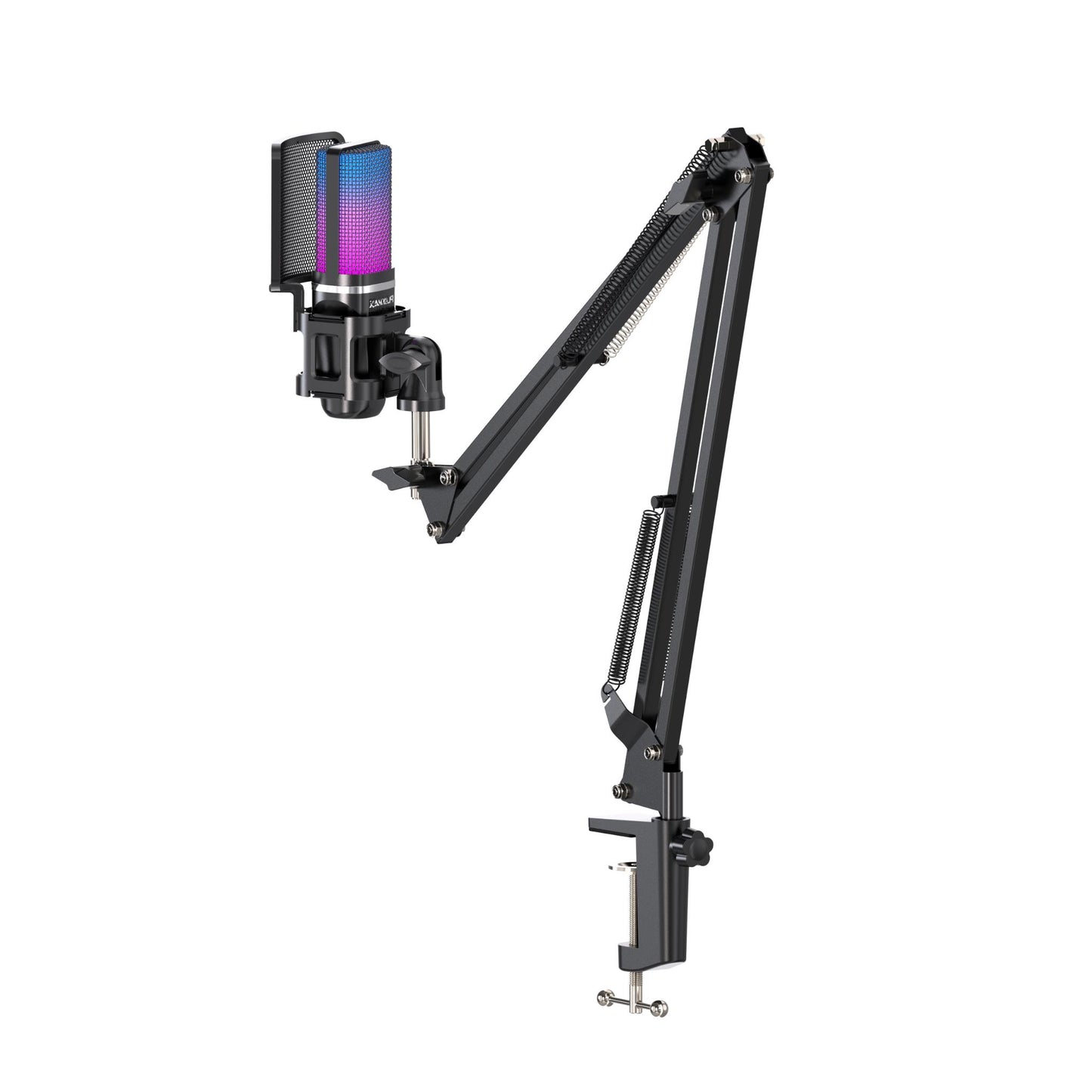 Playmax RGB Black Microphone with arm and Tripod
