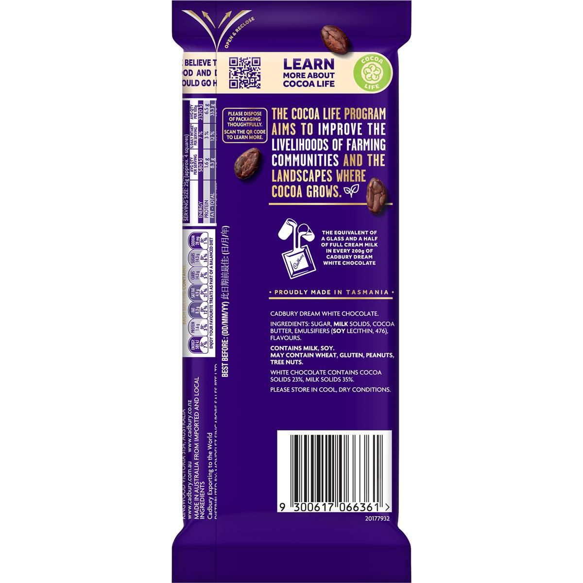 Cadbury Dream White Chocolate Block 180g