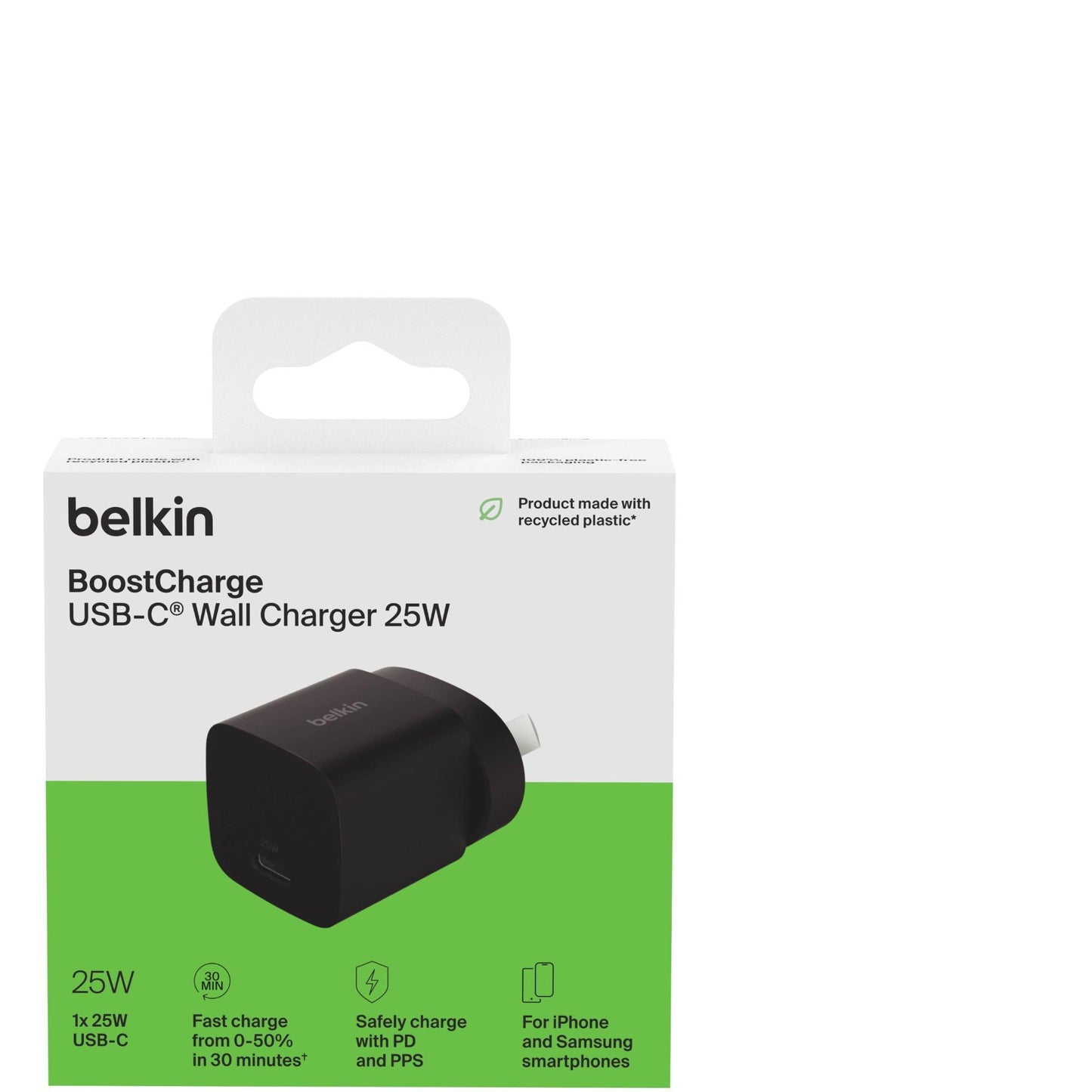 Belkin BoostCharge Compact USB-C Wall Charger 25W (Black)
