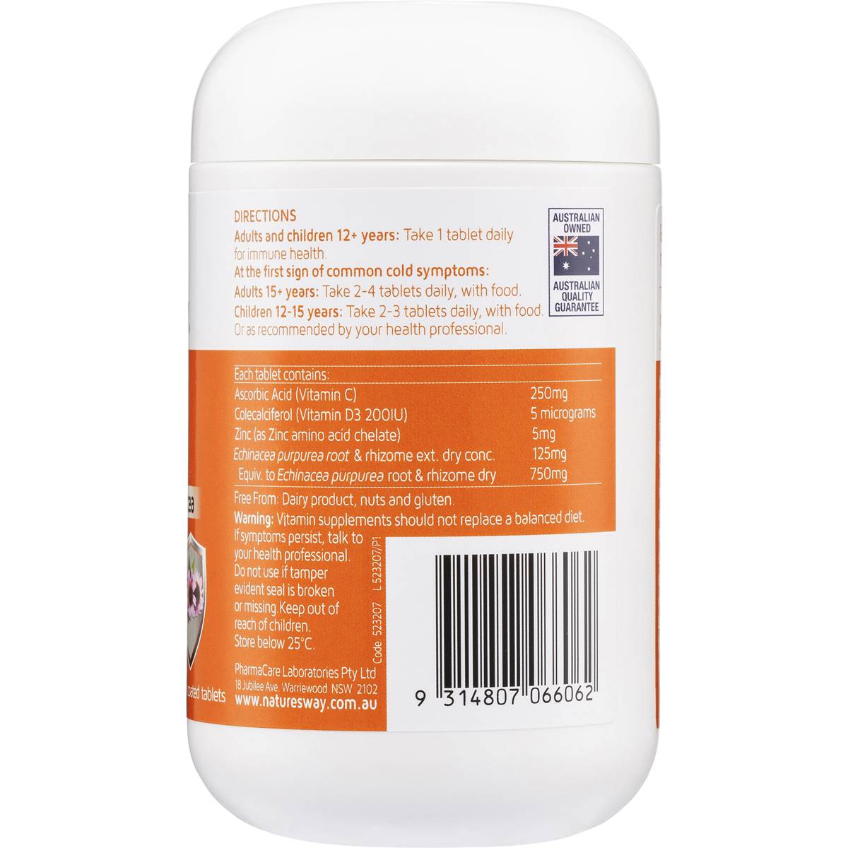 Nature's Way Vitamin c & Zinc & Echinacea Immune Support 100 Pack