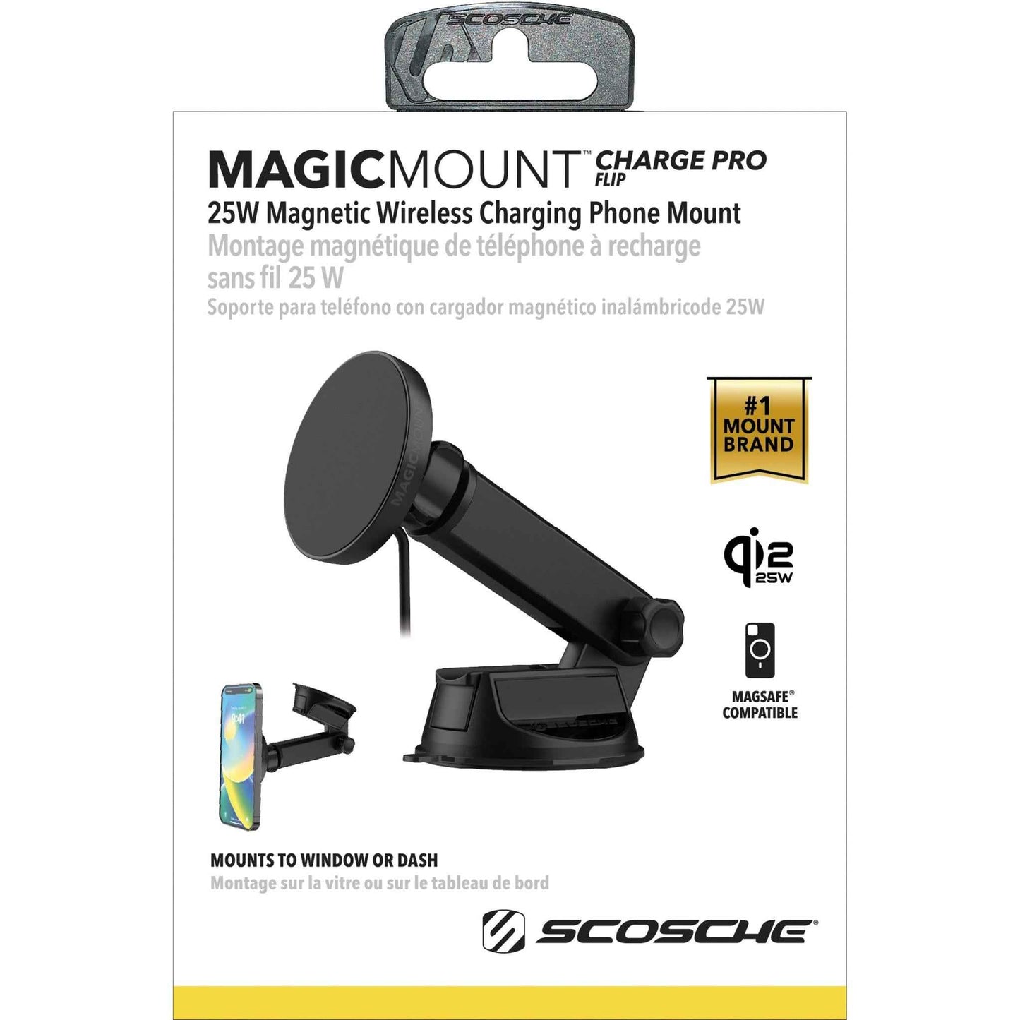 Scosche MagicMount Pro Wireless 25W Qi2 Car Charging Mount